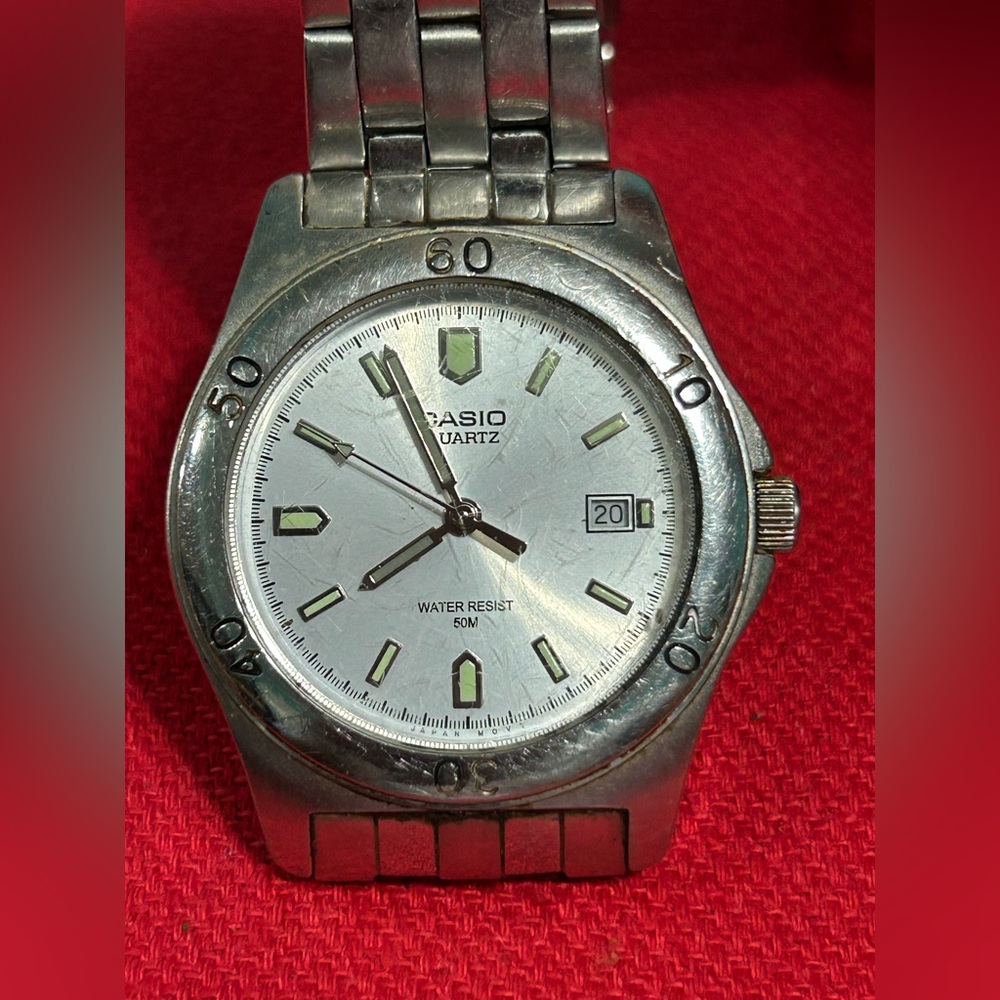 Casio Mens MTP-1213 2784 Watch Silver Tone New‎ Battery